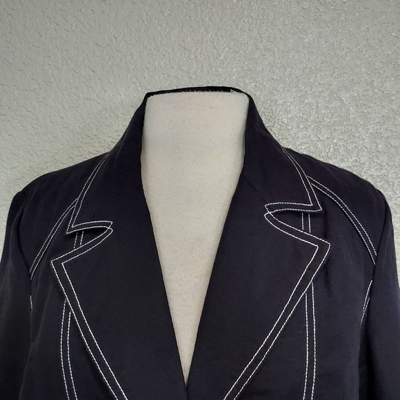 Silkland Black Linen Blend Blazer Jacket Size 12 - Picture 3 of 12